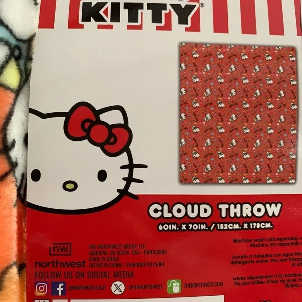 Hello kitty cloud throw blanket hamburger theme summer hellokittycore